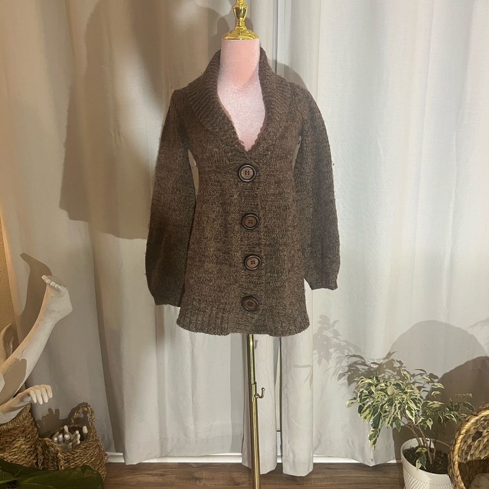 Brown Knit Babydoll Sweater